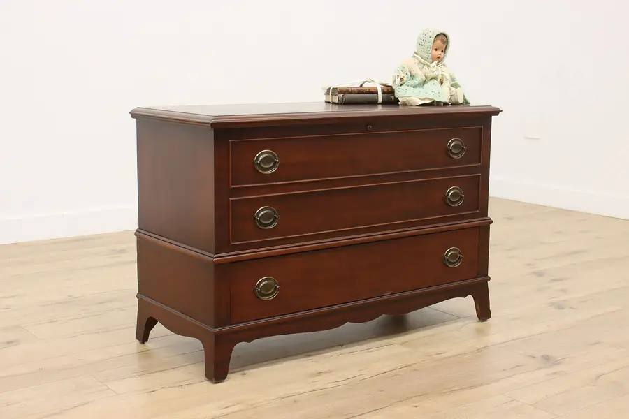 Photo of Georgian Vintage Mahogany & Cedar Blanket Trunk Chest, Lane