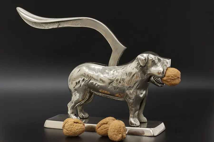 Photo of Farmhouse Antique Nickel Plated Iron Dog Nutcracker