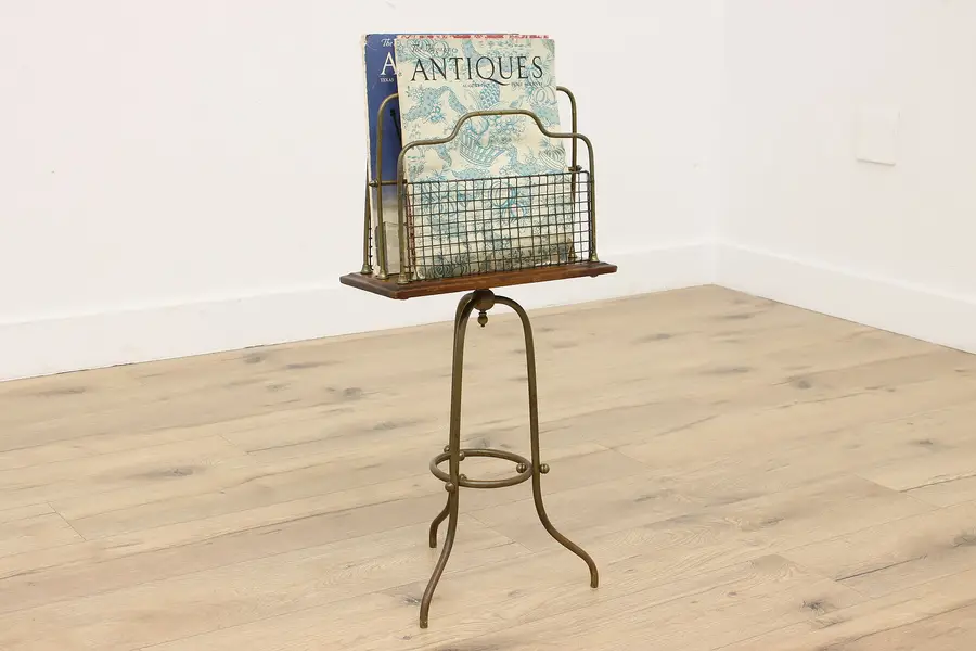 Photo of English Antique Mahogany Brass Revolving Magazine Book Stand