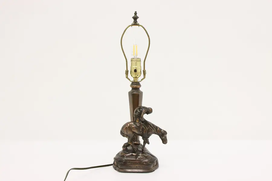 Photo of End of the Trail Sculpture Vintage Iron Library Desk Lamp