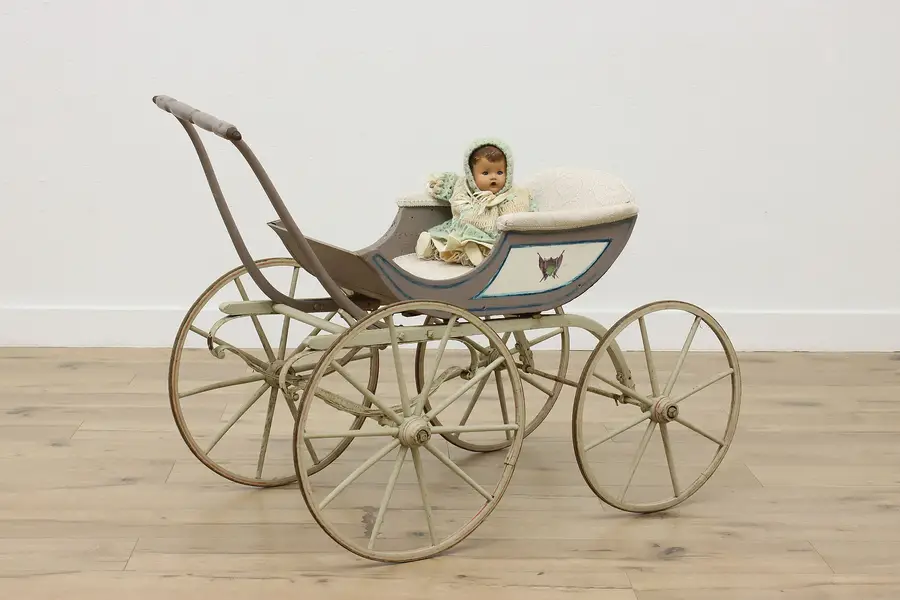 Photo of Farmhouse Antique Baby Doll Buggy Carriage or Stroller