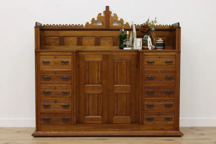 Photo of Victorian Eastlake Antique Server Sideboard Bar Cabinet
