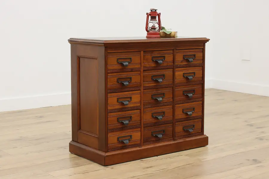 Photo of Victorian Antique 15 Drawer Walnut Office File Cabinet Shaw