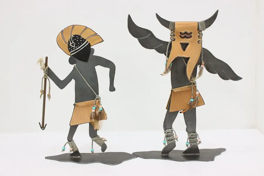 Photo of Pair Vintage Native American Kachina Copper Iron Sculptures