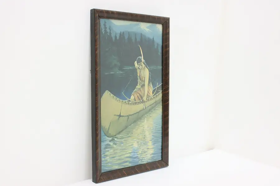 Photo of Hunting Indian Woman Antique Framed Lithograph 17"