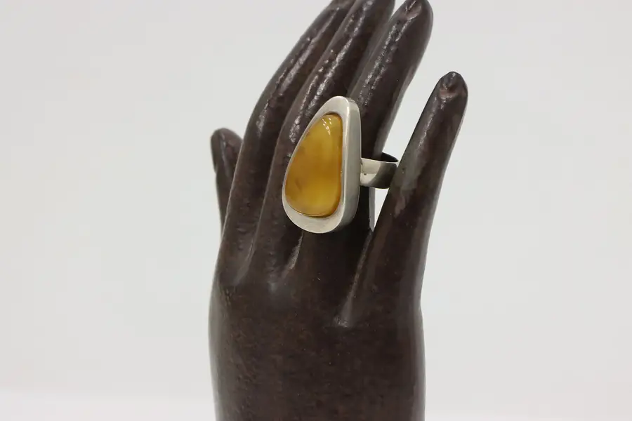 Photo of Sterling Silver Amber Ring – Size 7