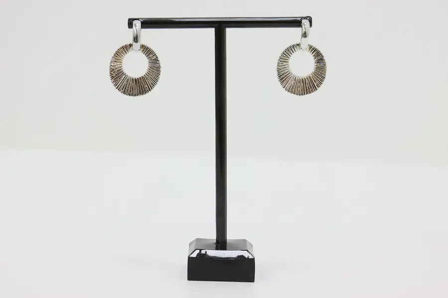 Photo of Sterling Silver Textured Circle Drop Earrings – 12g