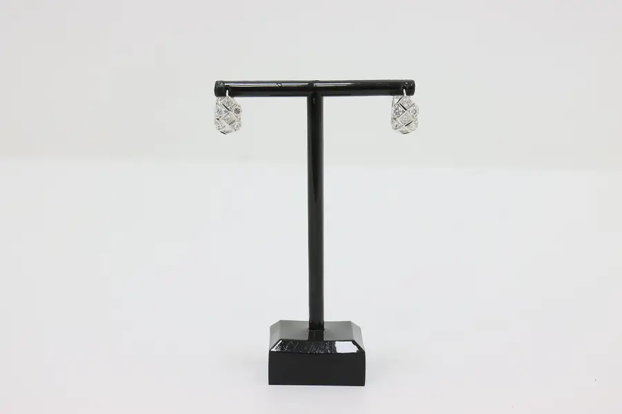 Photo of Sterling Silver CZ Lattice Hoop Earrings – 6g