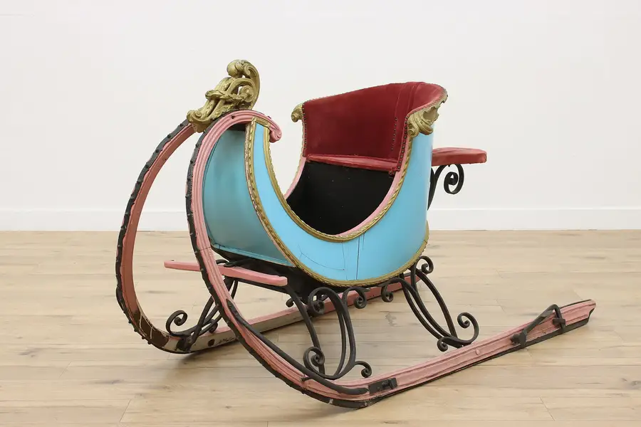 Photo of Victorian Antique Danish Christmas Sleigh Coachman Seat