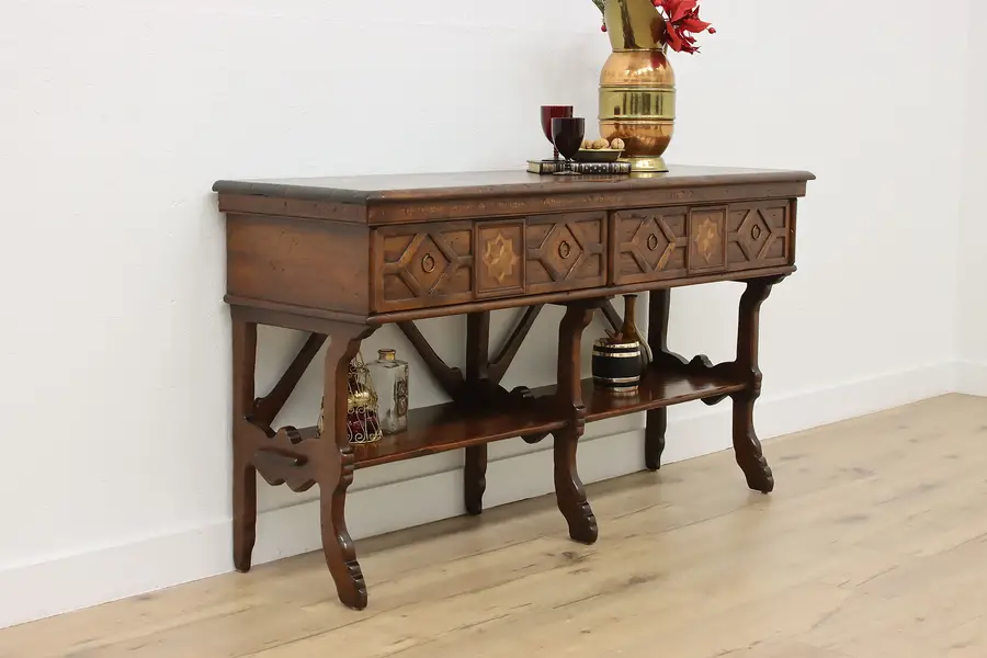 Photo of Italian Vintage Walnut Sideboard Sofa or Hall Console, Vere