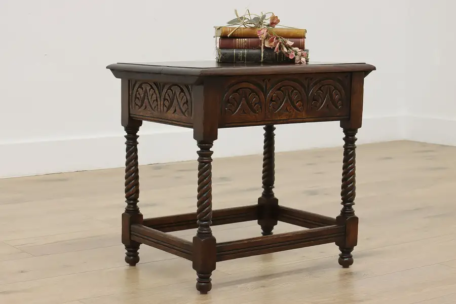 Photo of English Tudor Antique Oak Lift Lid Bench Coffee or End Table