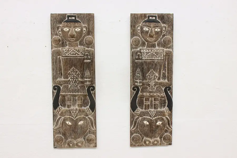 Photo of Pair of Asian Vintage Carved Architectural Salvage Doors