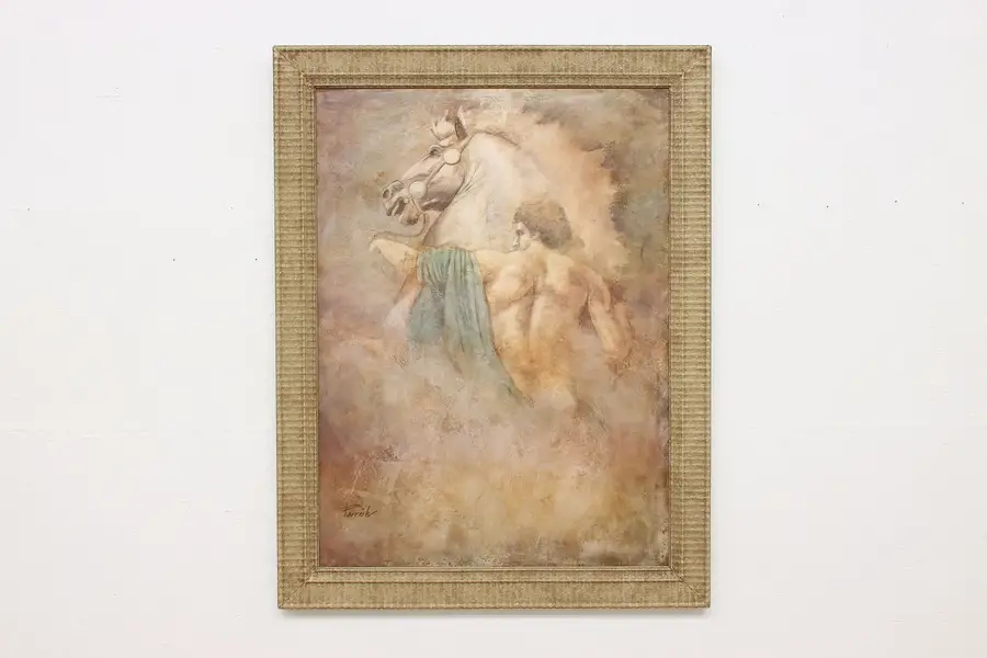 Photo of Spirit II Vintage Taming Wild Horse Giclee Print Parrish 53"