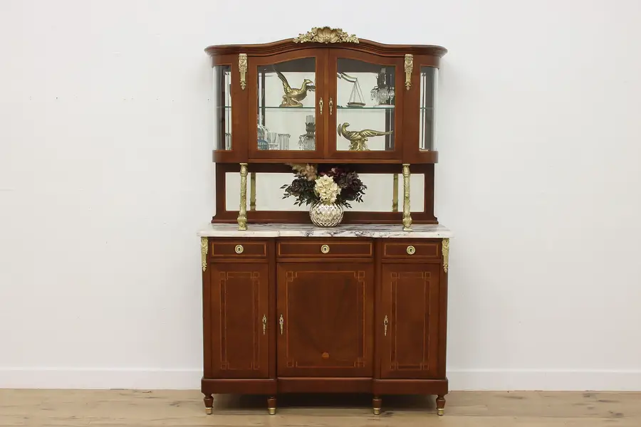 Photo of French Louis XVI Antique Marble Top Sideboard or Bar Cabinet