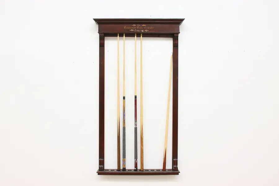 Photo of Brunswick Balke Antique Birch Billiards Pool Cue Wall Rack
