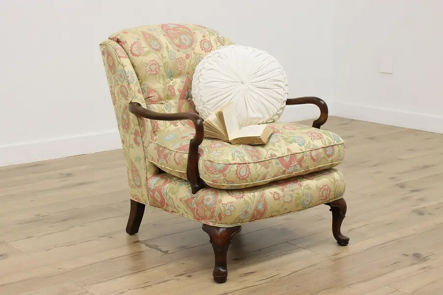 Photo of Georgian Vintage Upholstered Mahogany Reading Lounge Chair