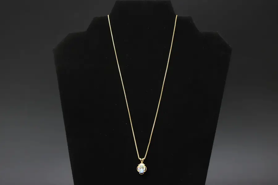 Photo of Gold Vermeil & Oval Cut CZ Gem Pendant 18" Necklace