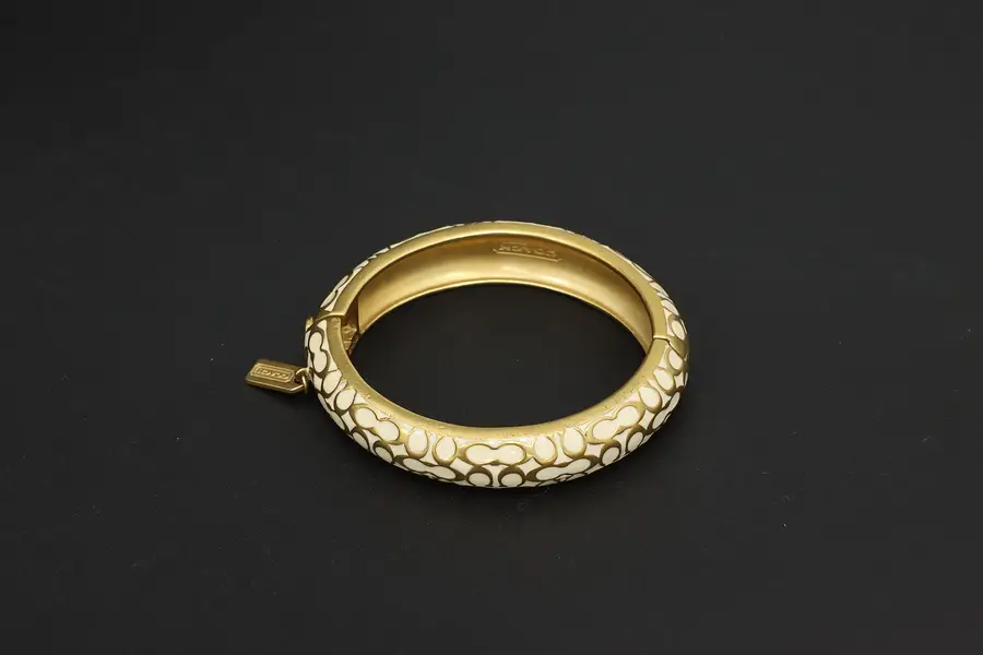Photo of Coach Vintage Brass & Enamel Snap Bracelet