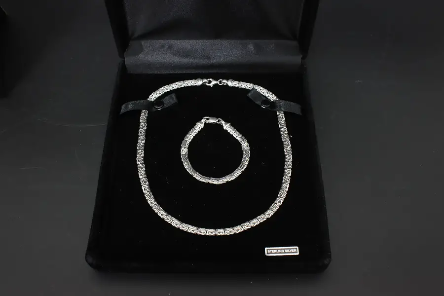 Photo of Sterling Silver 18" Necklace & 7" Bracelet Set w/ Case, ASJ