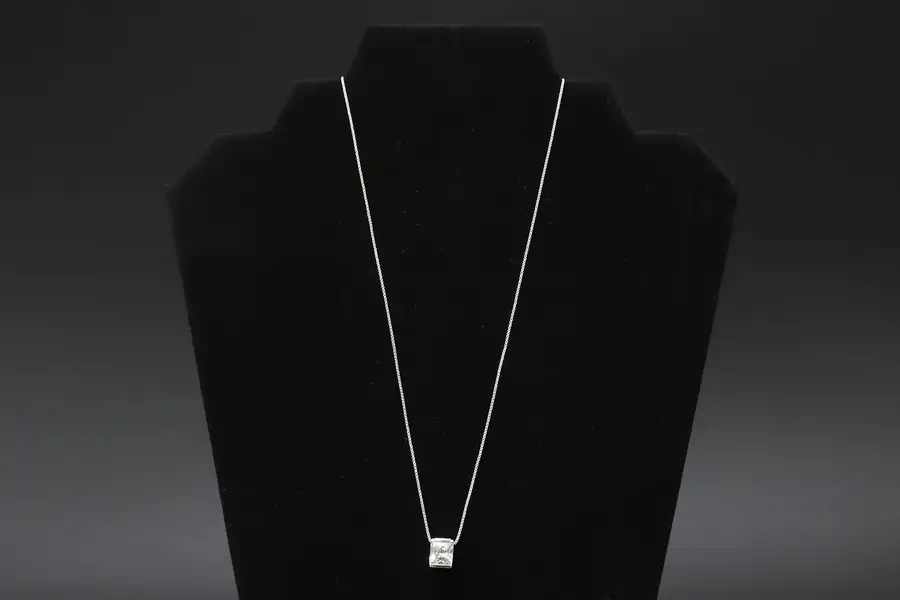 Main image of Sterling Silver & CZ Pendant on 18" Fine Chain Necklace, SEC