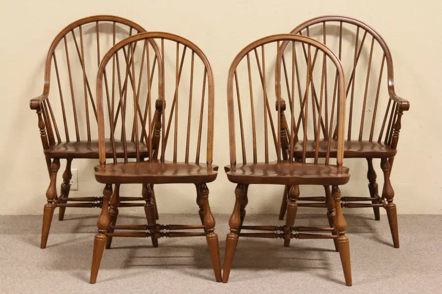 Main image of Set of 4 Pennsylvania House Vintage Windsor Chairs, 2 Armchairs