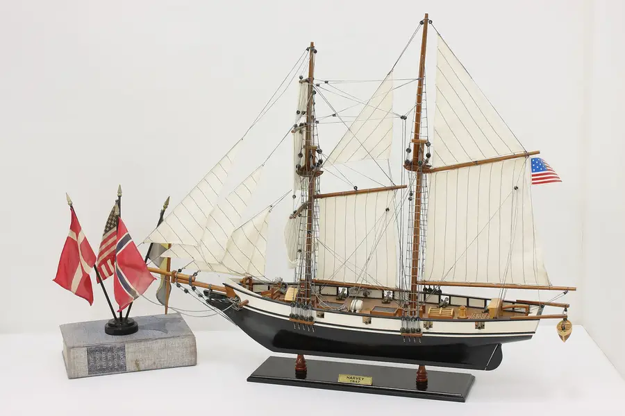 Photo of Nautical Vintage Ship Model Baltimore Clipper Harvey 1847
