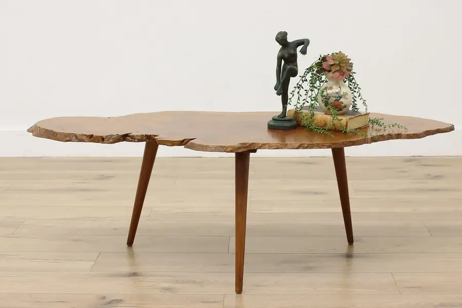 Photo of Midcentury Modern Vintage Dutch Live Edge Teak Coffee Table