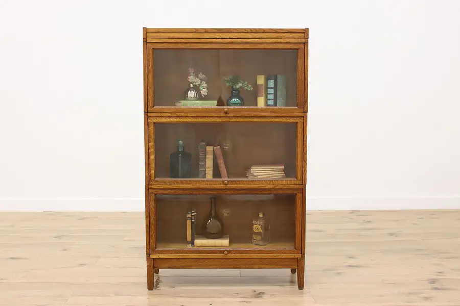 Photo of Craftsman Antique 3 Stack Mission Oak Lawyer Bookcase Macey