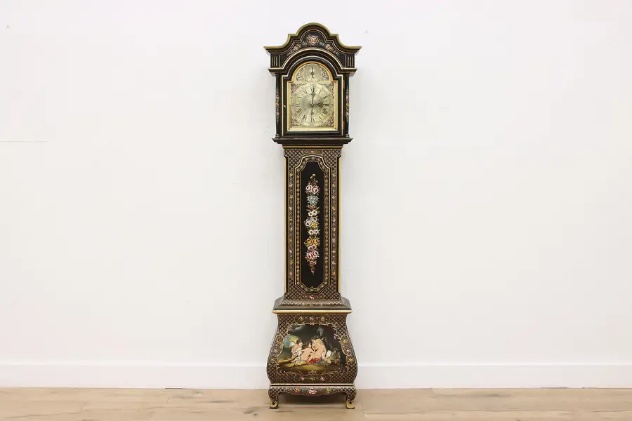 Photo of Portuguese Vintage Painted Grandmother Clock Reguladora