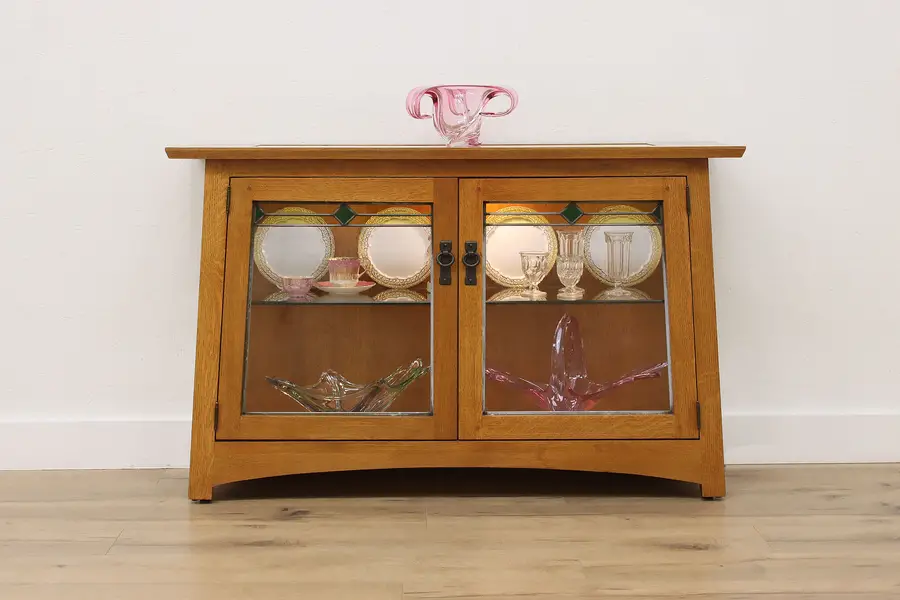 Photo of Arts & Crafts Mission Oak Vintage Lit Display & TV Console