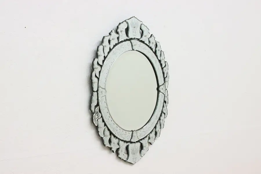 Photo of Italian Vintage Murano Reverse Etched Venetian Wall Mirror