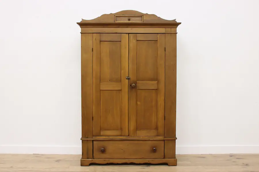 Photo of Farmhouse Antique Butternut Armoire Closet or Wardrobe