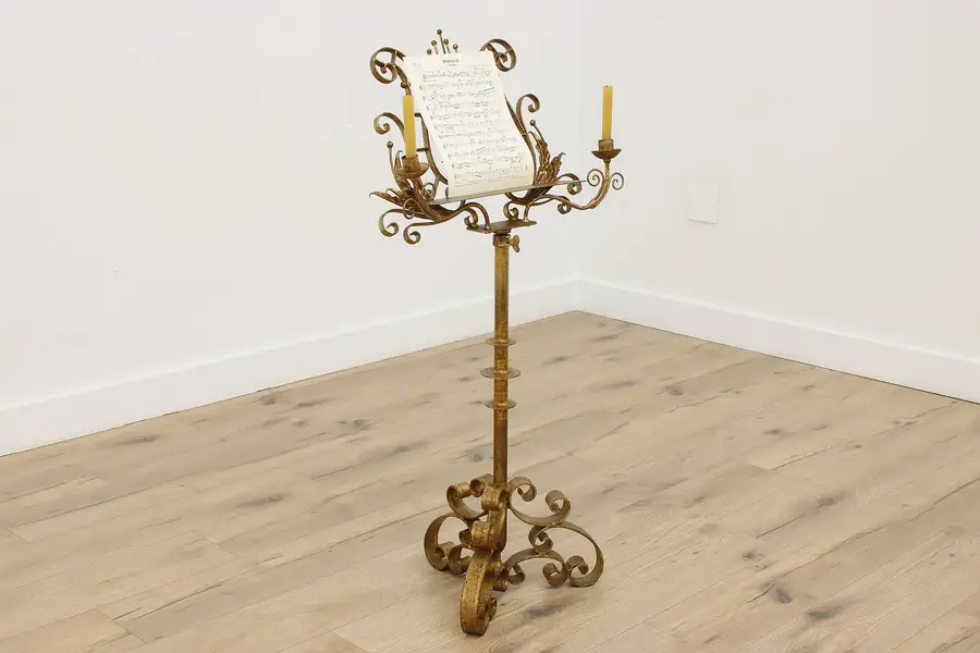 Photo of Classical Vintage Gilt Finish Iron Music Stand Candleholders