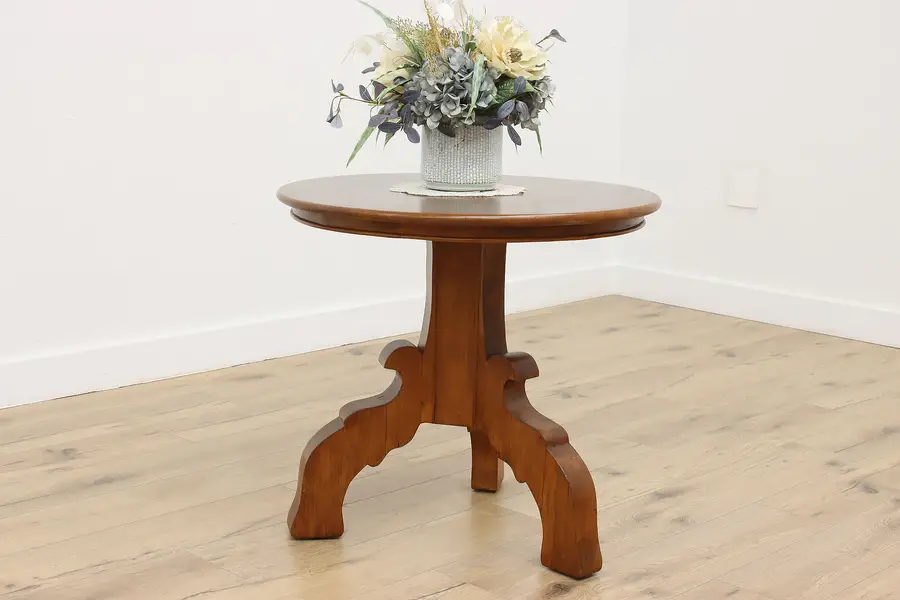 Photo of Farmhouse Antique Carved Pine Side, Center or Entry Table