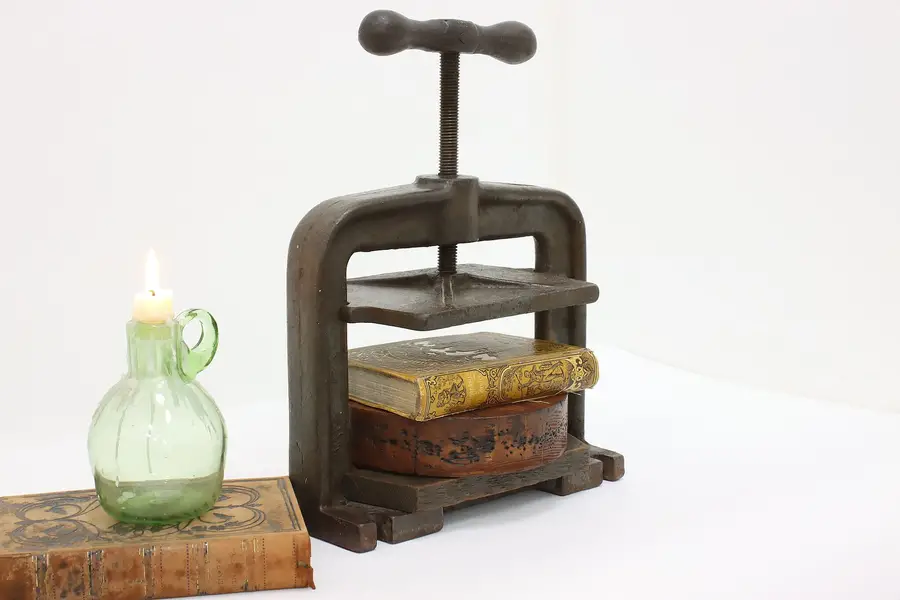 Photo of Victorian Antique Iron & Pine Bookbinder Book Press