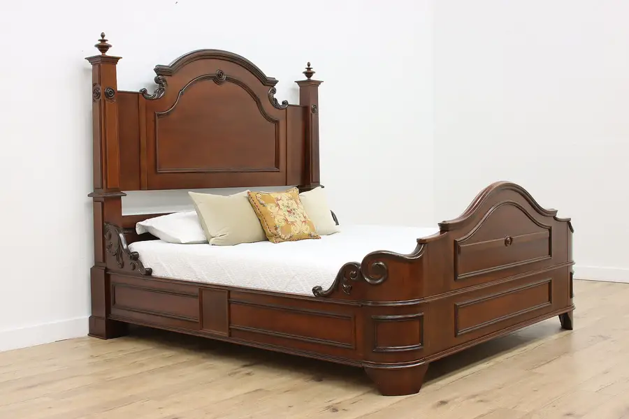 Photo of Victorian Antique Carved Walnut & Rosewood King Size Bed