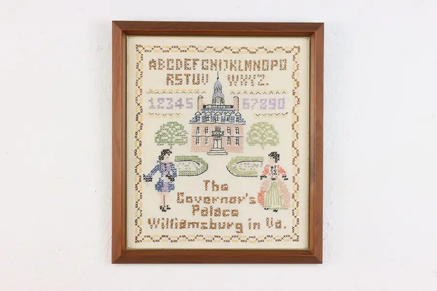Photo of Framed Vintage Hand Stitched Child Sampler 15.5"