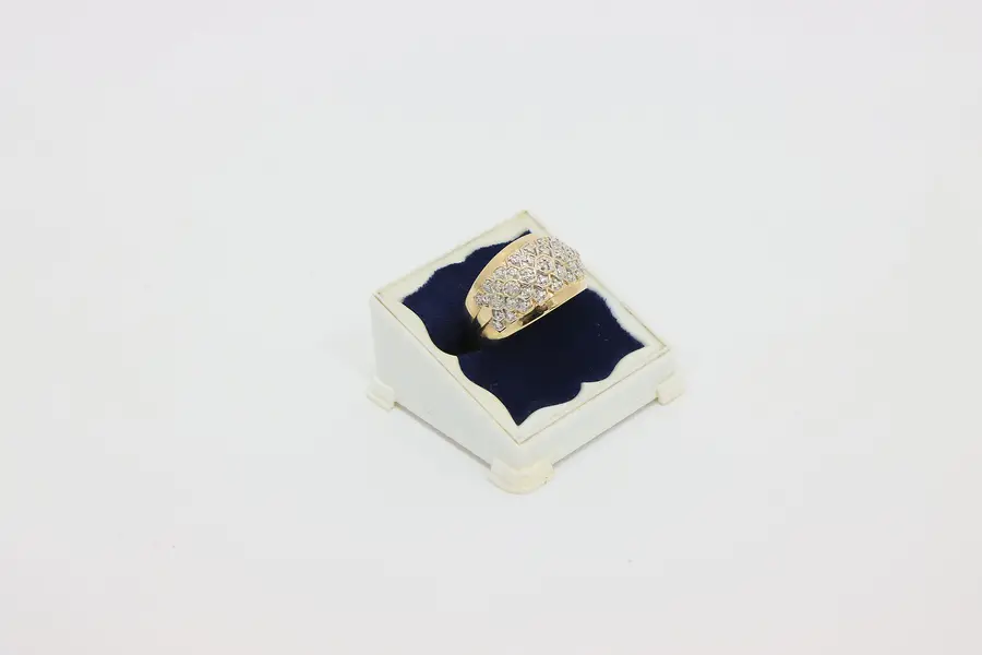 Photo of Sterling Silver 18K Gold Clad Pavé CZ Band Ring – Size 7