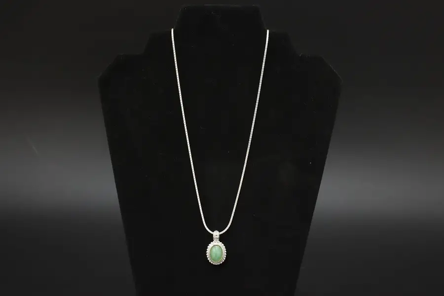 Photo of Paolo Romeo Sterling Silver & Green Pendant 30" Necklace