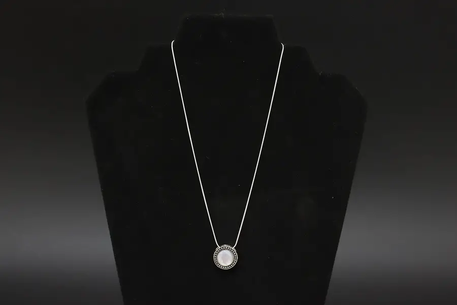 Photo of Mother of Pearl Gem & Sterling Silver 16" Necklace Italy