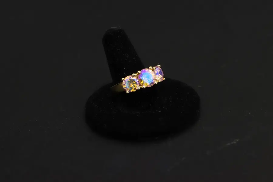 Photo of Gold Vermeil & Pink CZ Gems Woman's Ring - Size 7
