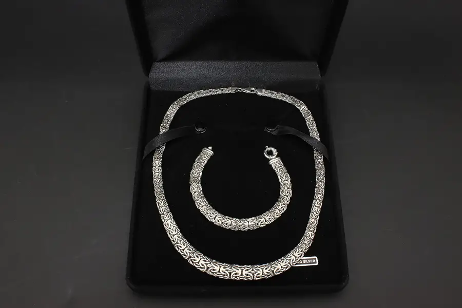 Photo of Byzantine Sterling Silver 18" Necklace & 7" Bracelet, Turkey