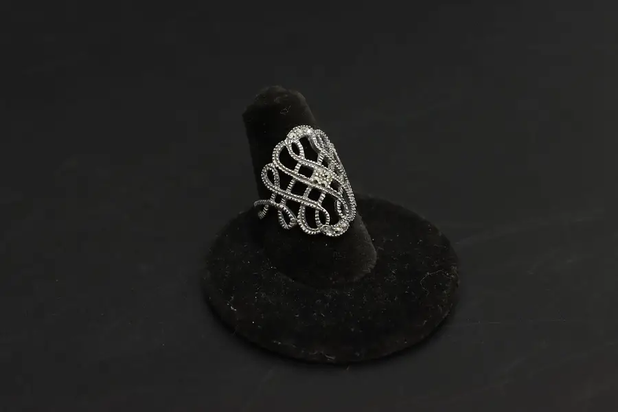 Photo of Celtic Endless Knot Sterling Silver Ring & Gems - Size 7