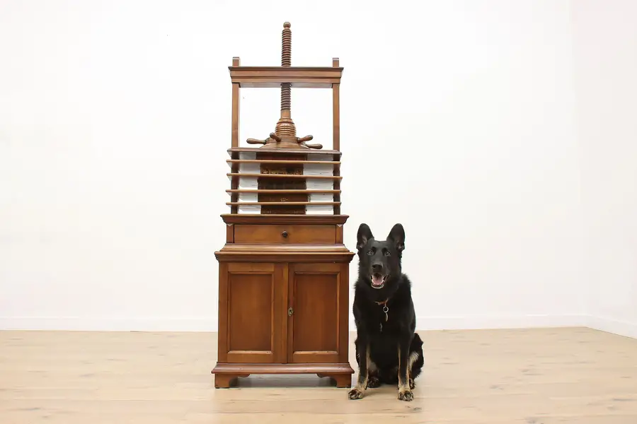 Photo of Victorian Antique Dutch 1850s Linen or Book Press & Stand