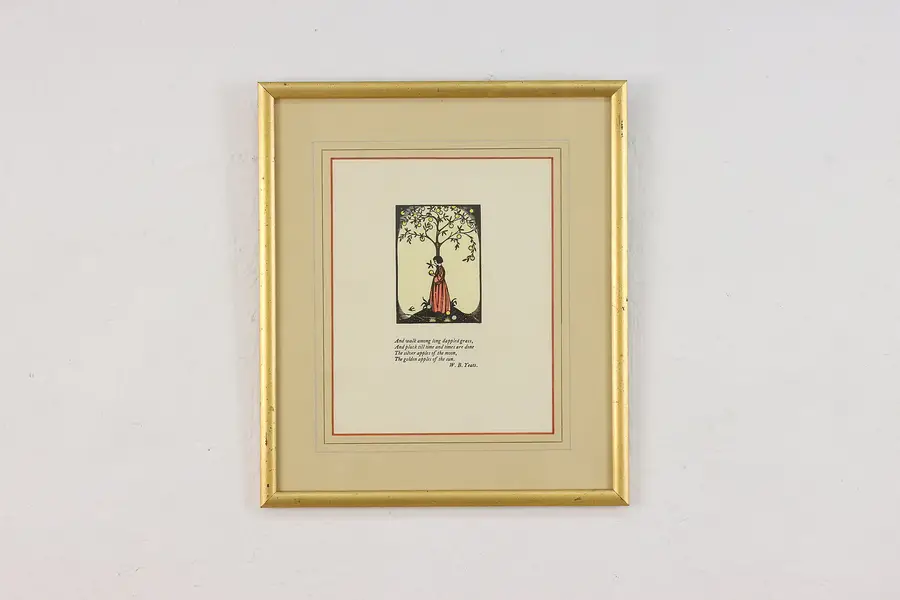 Photo of Silver Apples Vintage Irish Cuala Art Print WB. Yeats 13.5"