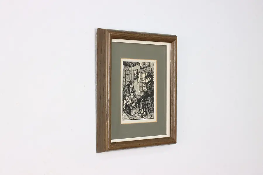 Photo of Salesman Vintage Irish Cuala Woodcut Art Print Yeats 13.5"