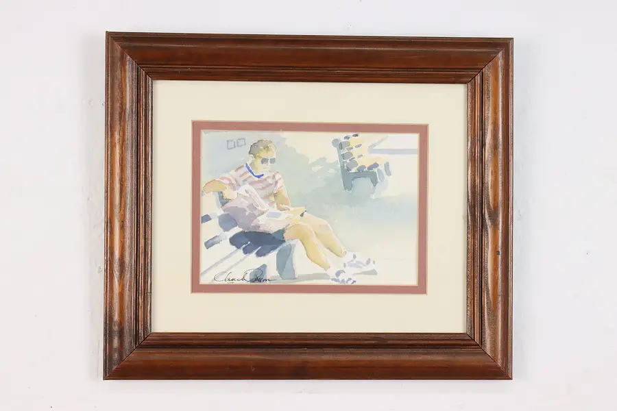 Photo of Morning News Vintage Watercolor Painting, Person 12.5"