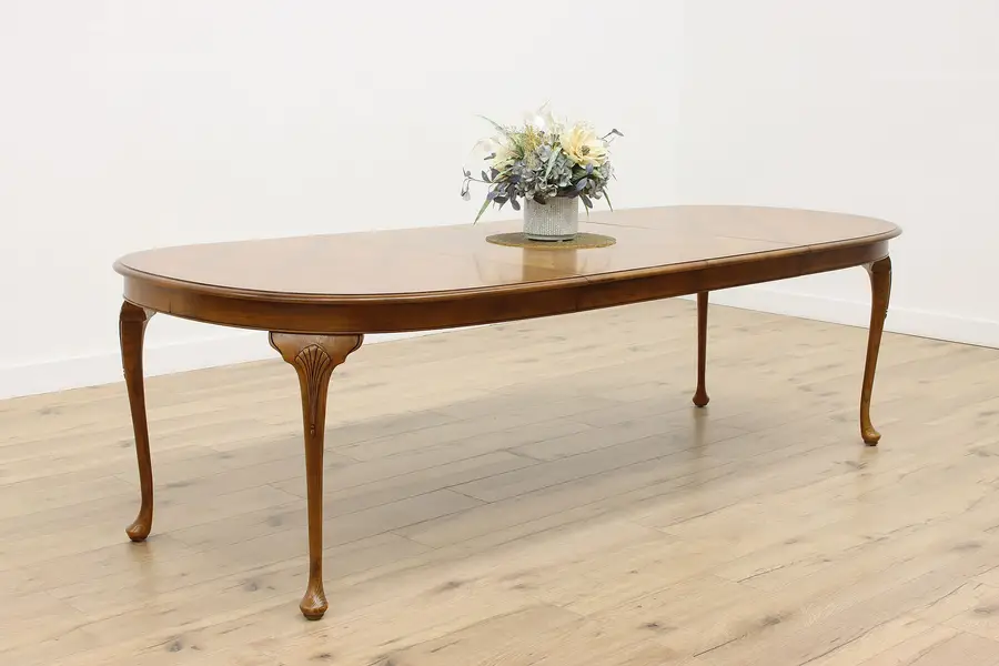 Photo of Georgian Vintage Oak Parquet Top Dining Table 2 Leaves 8.5'