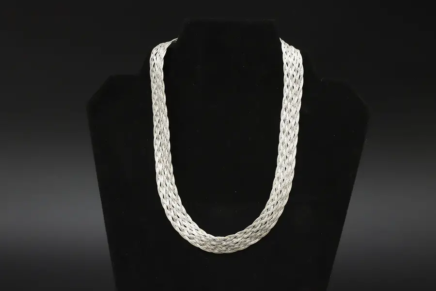 Photo of Italian Vintage Woven Sterling Silver 19" Necklace