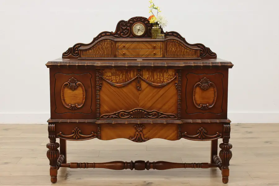 Photo of Tudor Vintage Walnut & Cedar Lined Chest, Clock, Dillingham
